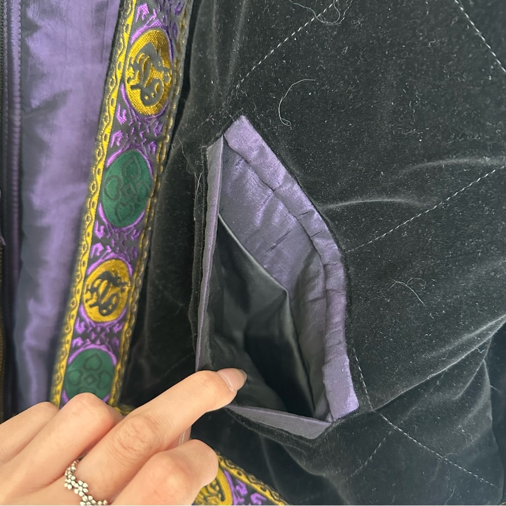Mulberry Street Vintage Metallic 80s 90s Puffer Jacket Velvet Funky Warm Size M - Picture 6 of 8